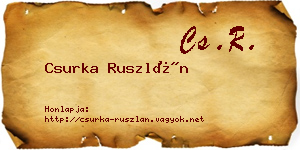 Csurka Ruszlán névjegykártya